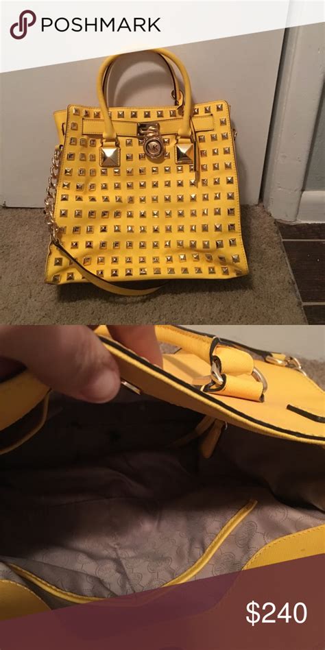 michael kors studded purse yellow